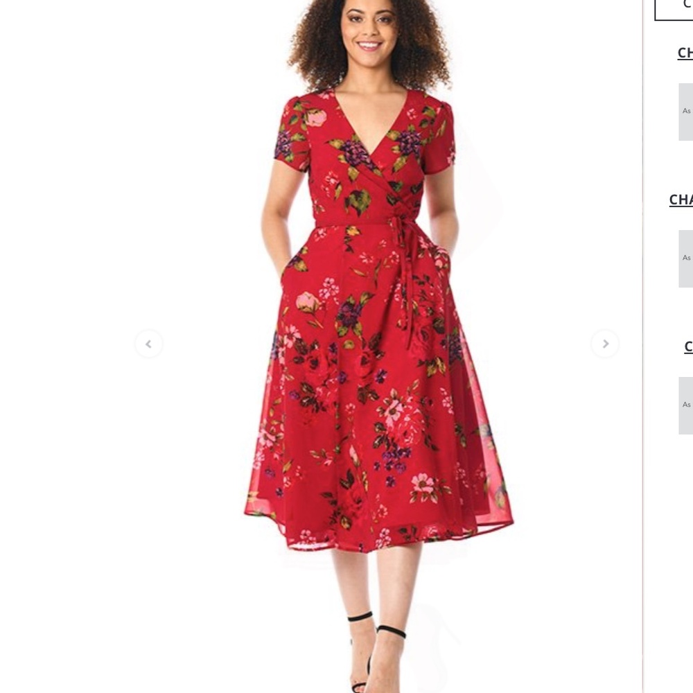 Rose Wrap Georgette Wrap Dress Size 1x - 16W for 5'10" tall person